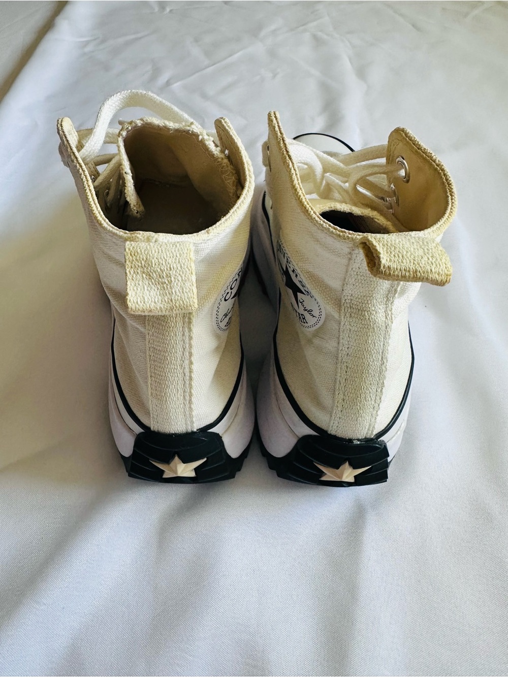 Converse Cream High Top Platform Sneakers with Black & Gum Accents - Picture 5 of 9